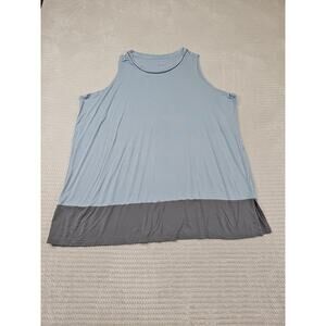 Logo Layers Shirt Womens 3X Sleeveless Tank Blue & Gray Color Block